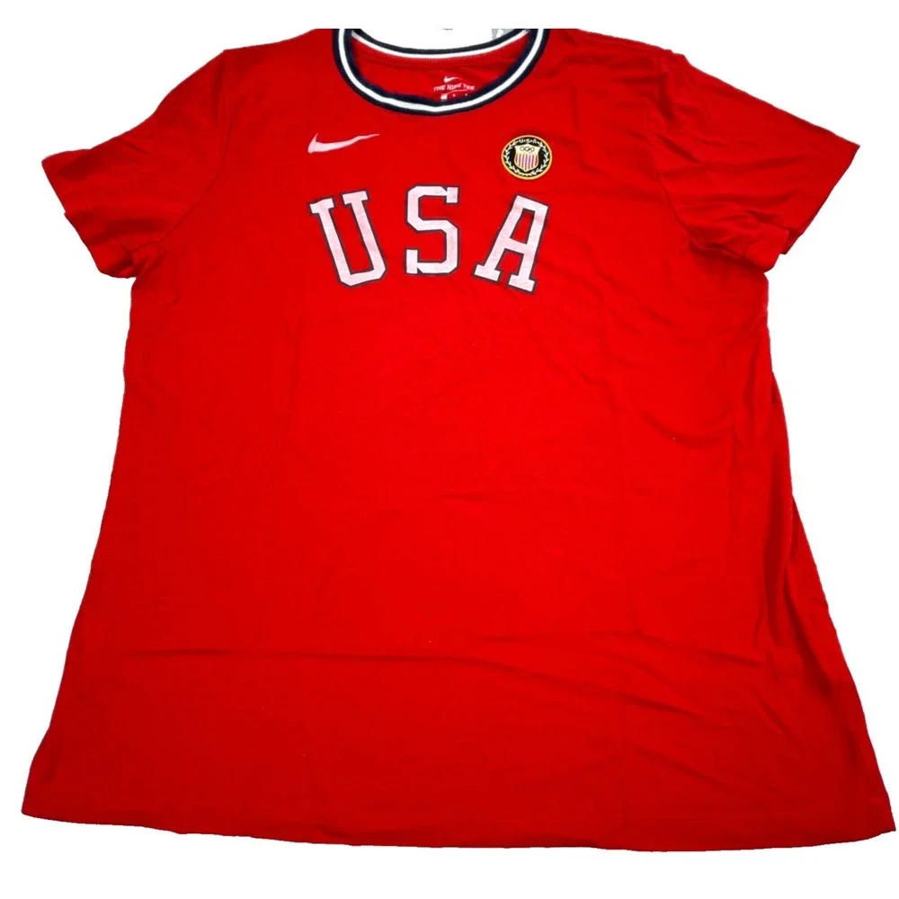 Nike Shirt Women Large Red‎ Olympics Team USA Heritage Patch Ladies Soccer Tee